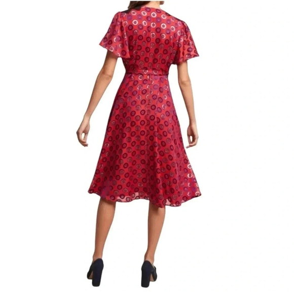 Anthropologie Kopal Adria Red flutter sleeves wrap dress - Picture 2 of 10